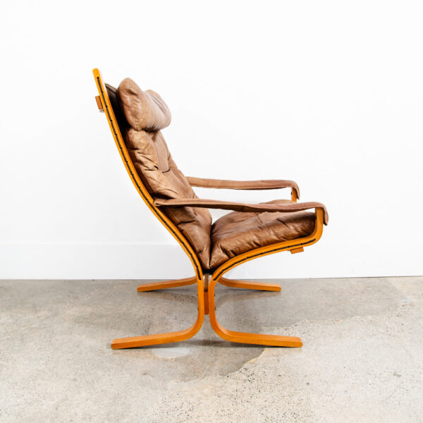 Mid Century Danish Modern Lounge Chair Set Siesta Tan Leather Westnofa Pair Arms - Image 12