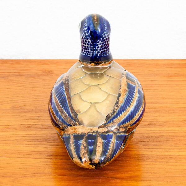 Mid Century Modern Blue and Gold Ceramic Duck Decretive Table Decor Sculpture - Image 7
