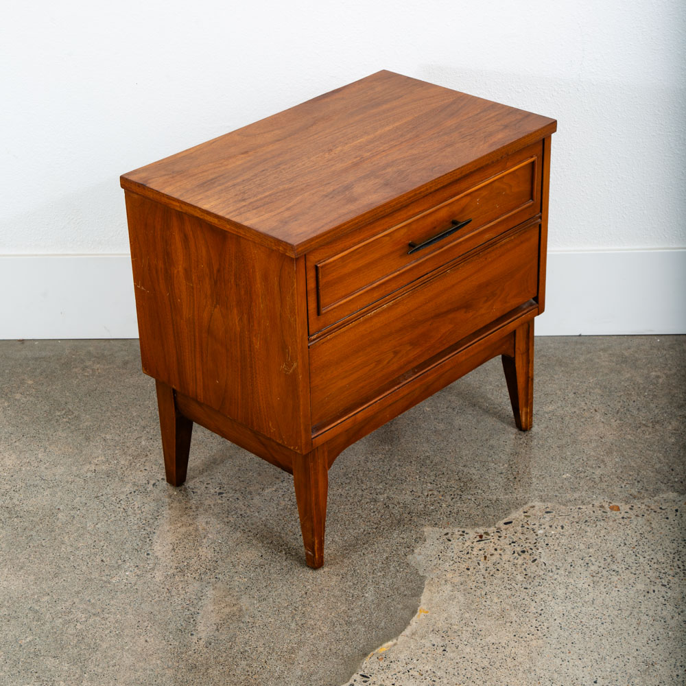 Mid Century Modern Nightstand End Side Table Two Drawers Dixie Shelf Vintage Mcm - Image 2