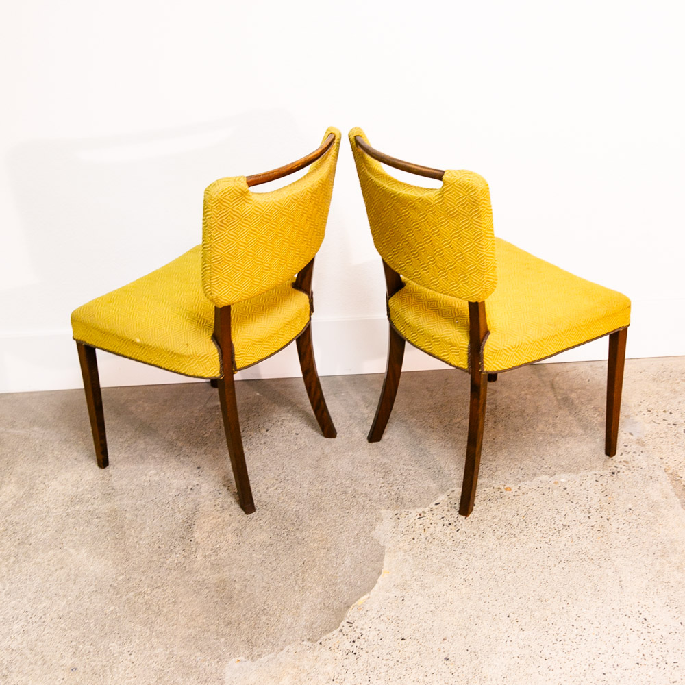 Mid Century Danish Modern Dining Chairs Set 6 Solid Wood Beech Yellow Textured - Image 7