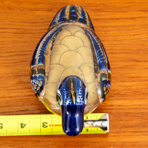 Mid Century Modern Blue and Gold Ceramic Duck Decretive Table Decor Sculpture - Image 9
