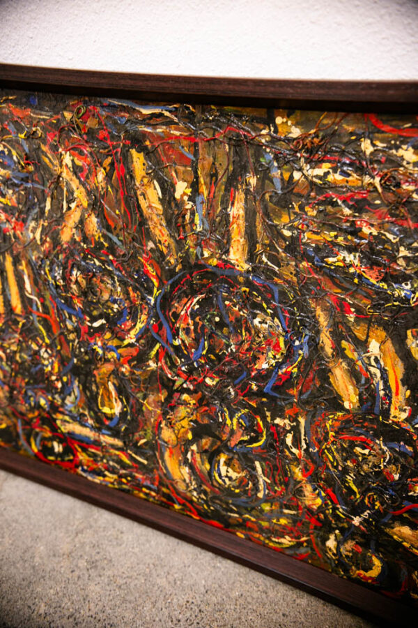 Mid Century Modern Art Original Abstract Expressionism Pollock Bright Colors Mcm - Image 7