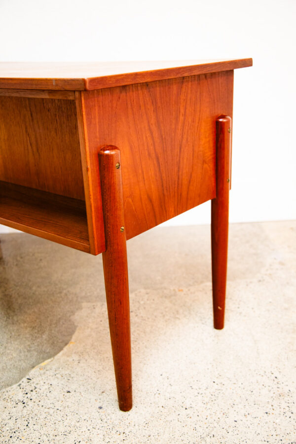 Mid Century Danish Modern Desk Executive Teak 6 Drawer Bookshelf Floating Lock - Image 8