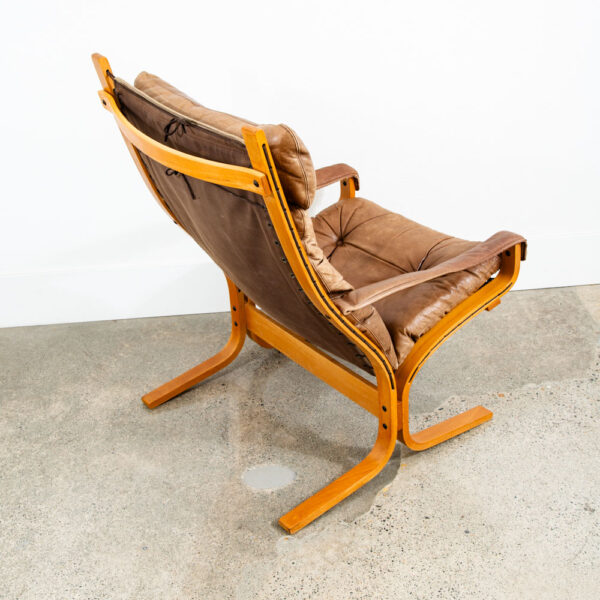 Mid Century Danish Modern Lounge Chair Set Siesta Tan Leather Westnofa Pair Arms - Image 9