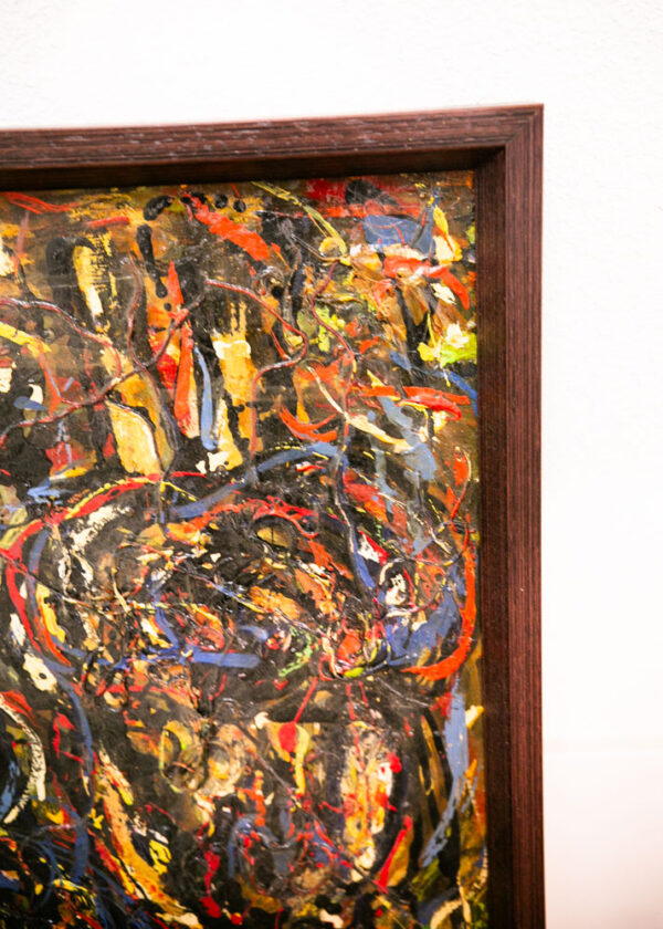 Mid Century Modern Art Original Abstract Expressionism Pollock Bright Colors Mcm - Image 10