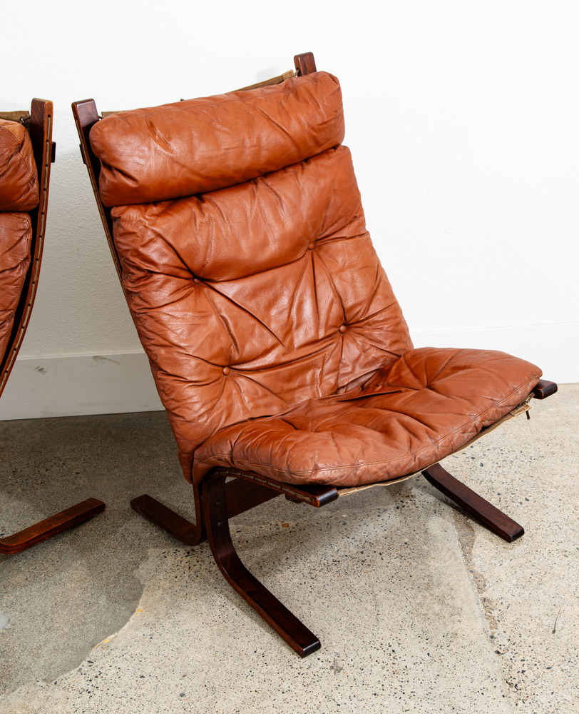 Mid Century Danish Modern Lounge Chair Set Siesta Red Leather Westnofa Pair Mcm - Image 10