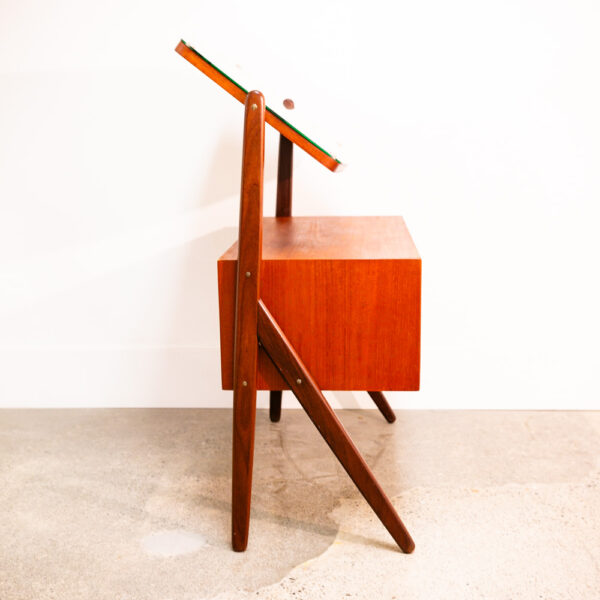 Mid Century Danish Modern Vanity Table Adjustable Mirror Teak Drawers Mcm Wood - Image 3