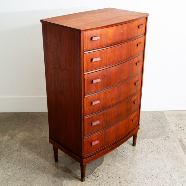 Mid Century Danish Modern Highboy Dresser 6 Drawer Teak Handles Denmark Locking - Image 8