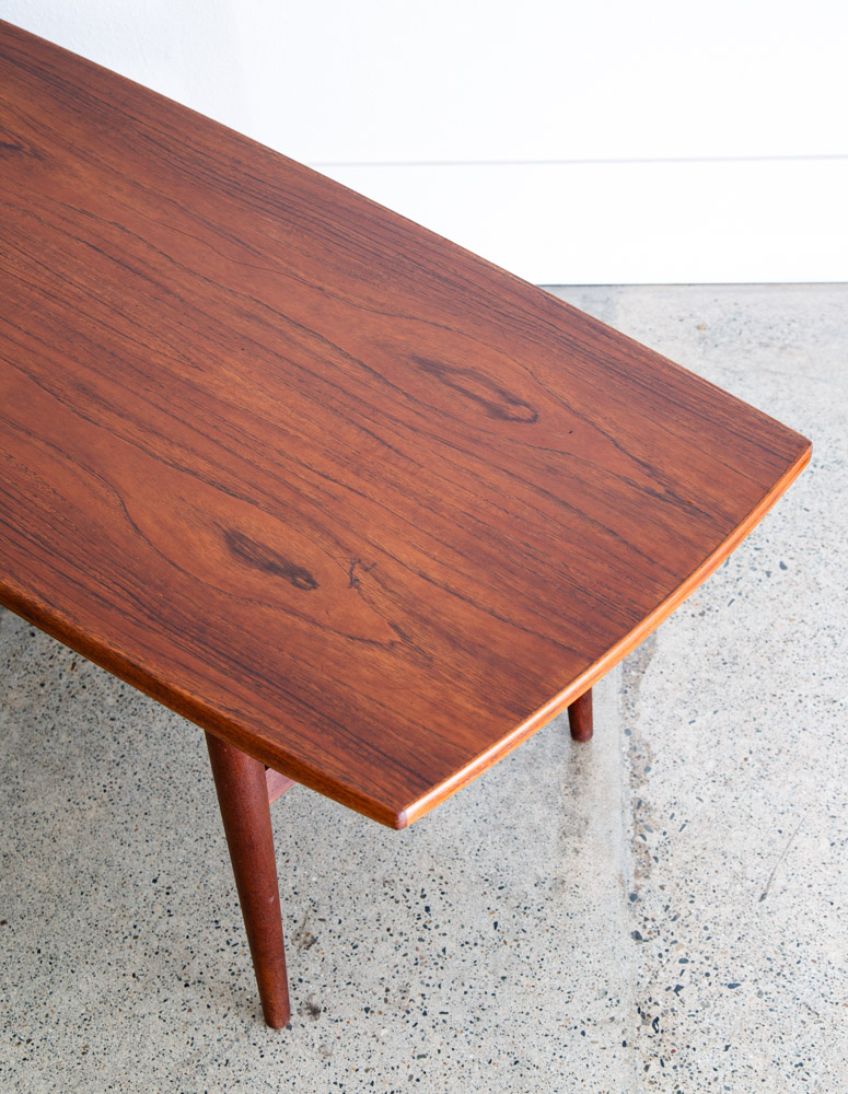 Mid Century Danish Modern Coffee Table Solid Teak Denmark Surfboard Shelf Mcm M - Image 9