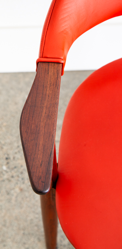 Mid Century Danish Modern Armchair Vestervig Eriksen Rosewood Chair Red Leather - Image 11