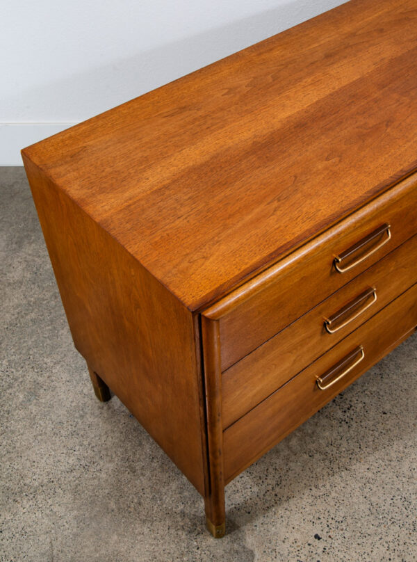 Mid Century Modern Dresser Credenza 6 Drawer Drexel Cascade Vintage Walnut Gold - Image 11
