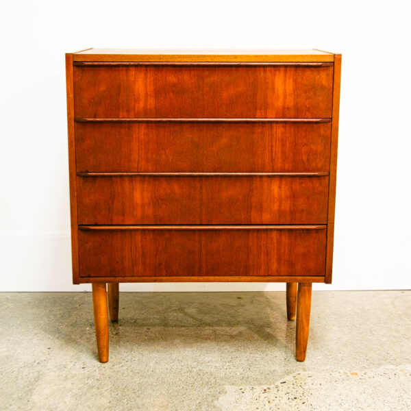 Mid Century Danish Modern Chest of Drawers Dresser Teak Vintage Locking 4 Mcm - Image 2