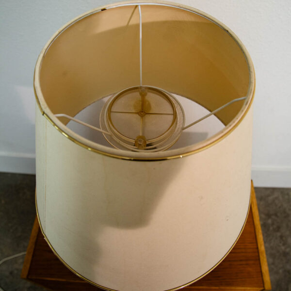 Mid Century Modern Ceramic Table Lamp Gold and Brown Vintage Danish Lamp Shade - Image 2