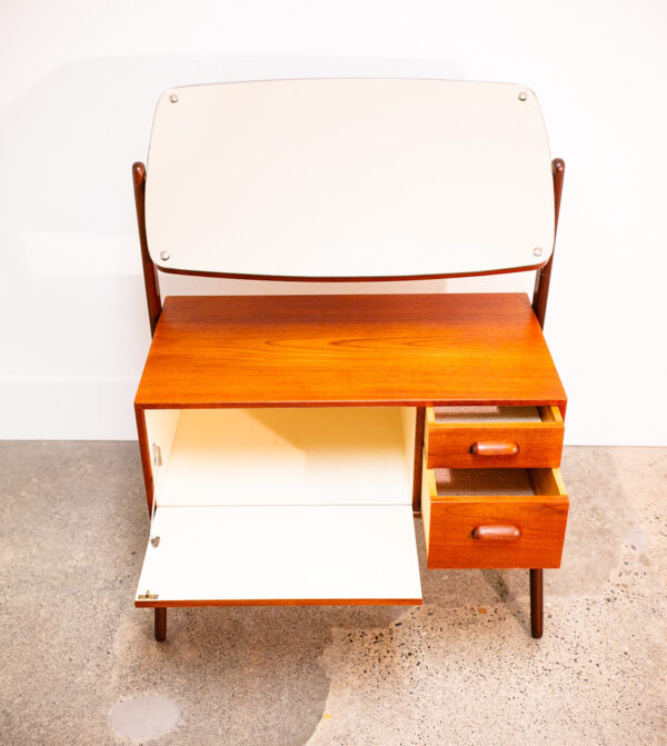 Mid Century Danish Modern Vanity Table Adjustable Mirror Teak Drawers Mcm Wood - Image 6