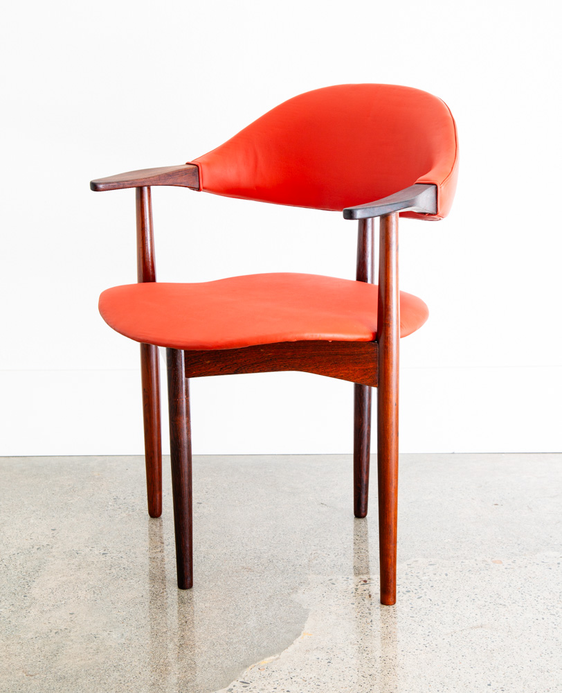 Mid Century Danish Modern Armchair Vestervig Eriksen Rosewood Chair Red Leather