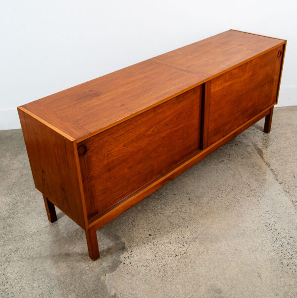 Mid Century Danish Modern Credenza Sideboard Sliding Doors Teak Drawers Denmark - Image 2