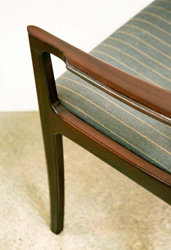 Mid Century Danish Modern Dining Chairs Set 2 Pair Armchair Mahogany Striped NM - Image 10