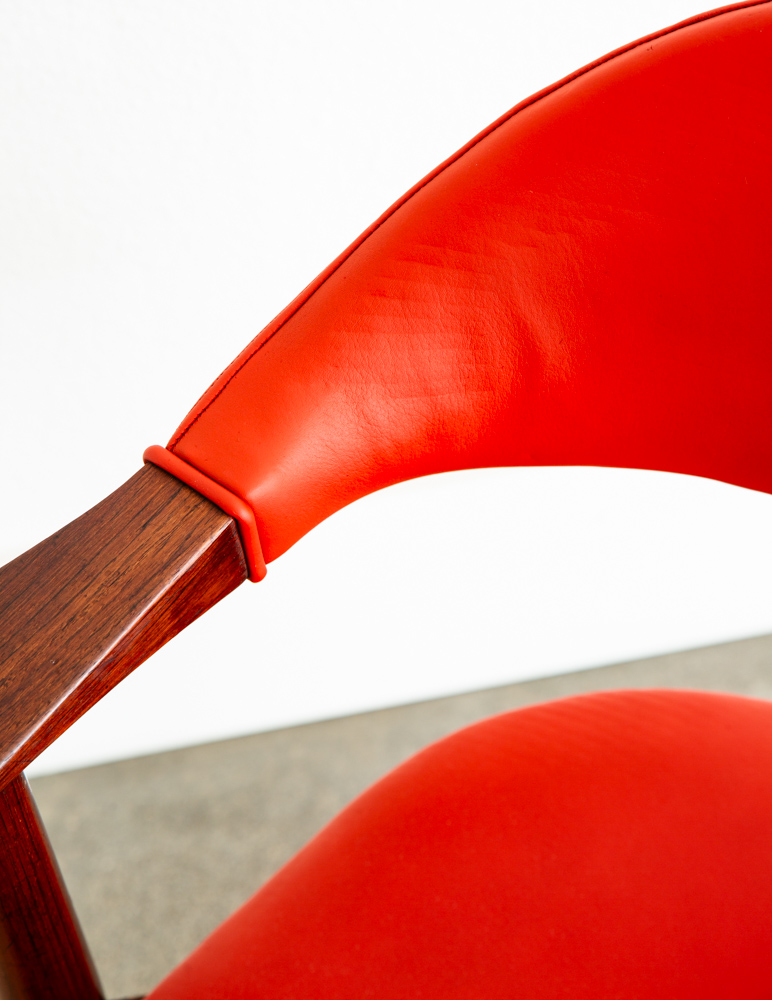 Mid Century Danish Modern Armchair Vestervig Eriksen Rosewood Chair Red Leather - Image 12