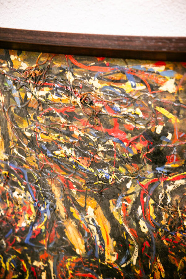 Mid Century Modern Art Original Abstract Expressionism Pollock Bright Colors Mcm - Image 11
