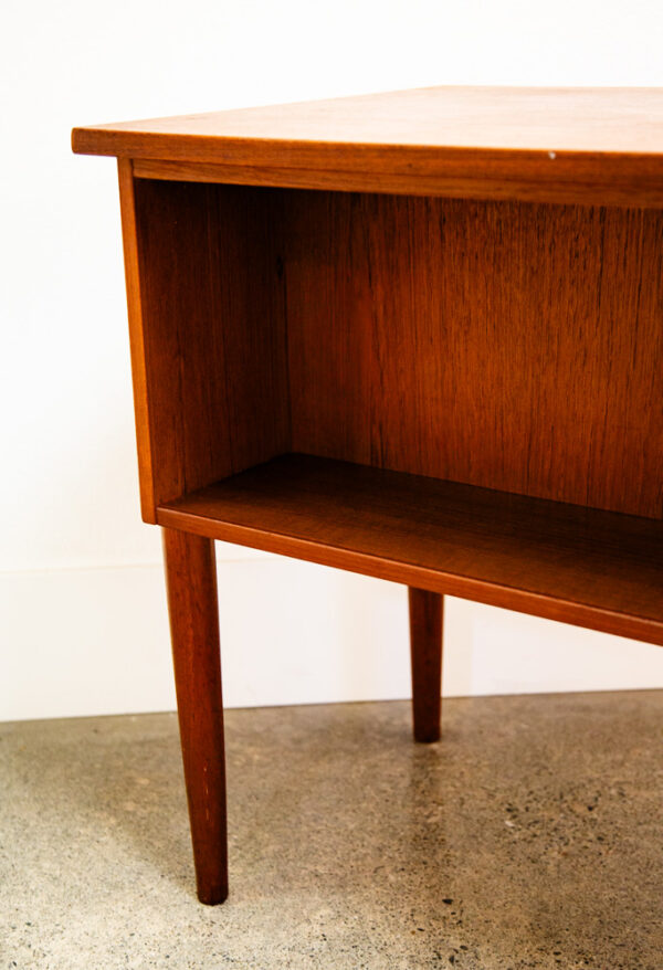 Mid Century Danish Modern Desk Executive Teak 6 Drawer Bookshelf Floating Lock - Image 9