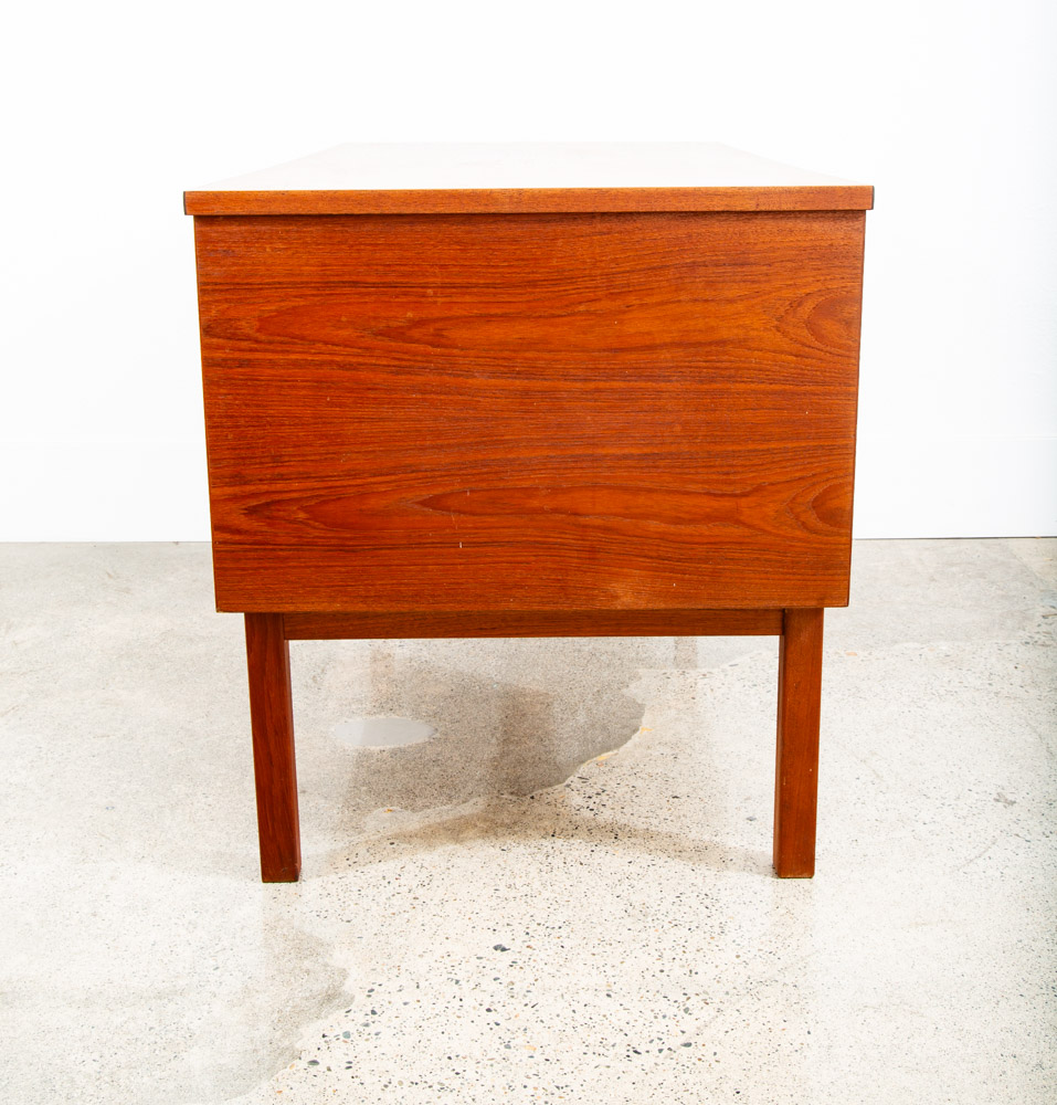 Mid Century Danish Modern Desk Executive Floating Teak Book Shelf Denmark Bar VG - Image 5