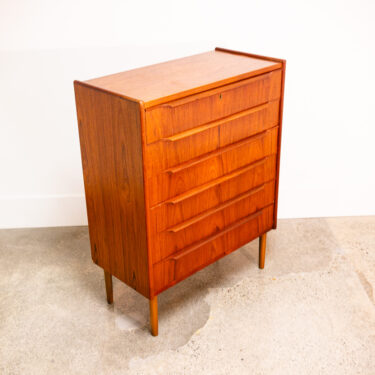 Mid Century Danish Modern Dresser Highboy 6 Drawer Teak Denmark Locking Vintage