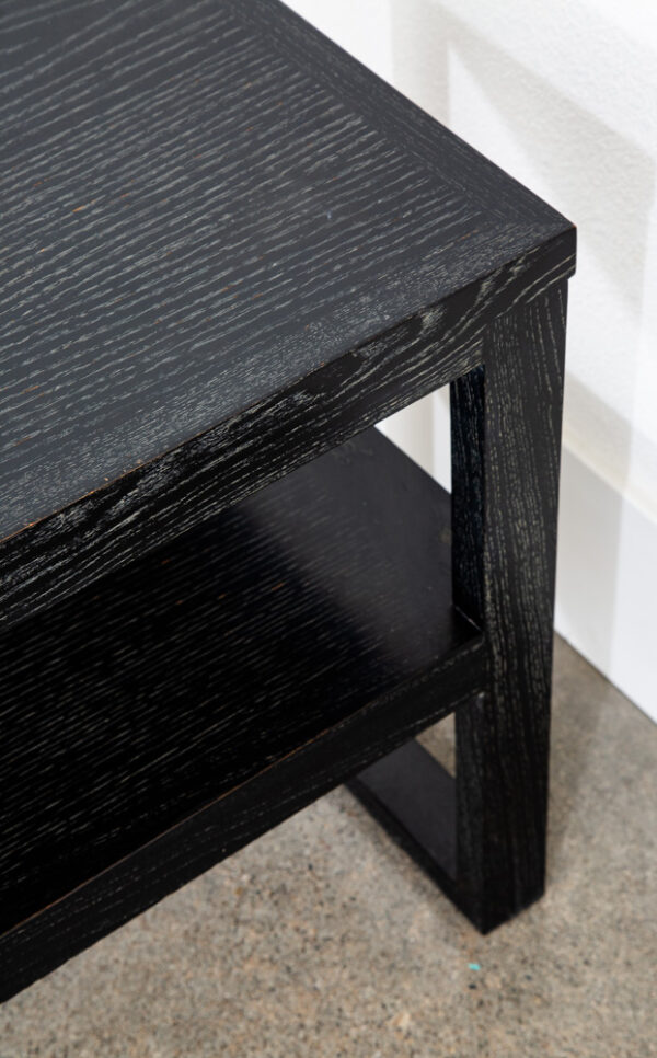 Mid Century Modern Side Tables Ebonized Oak Black Set 2 End Vintage Rectangular - Image 11