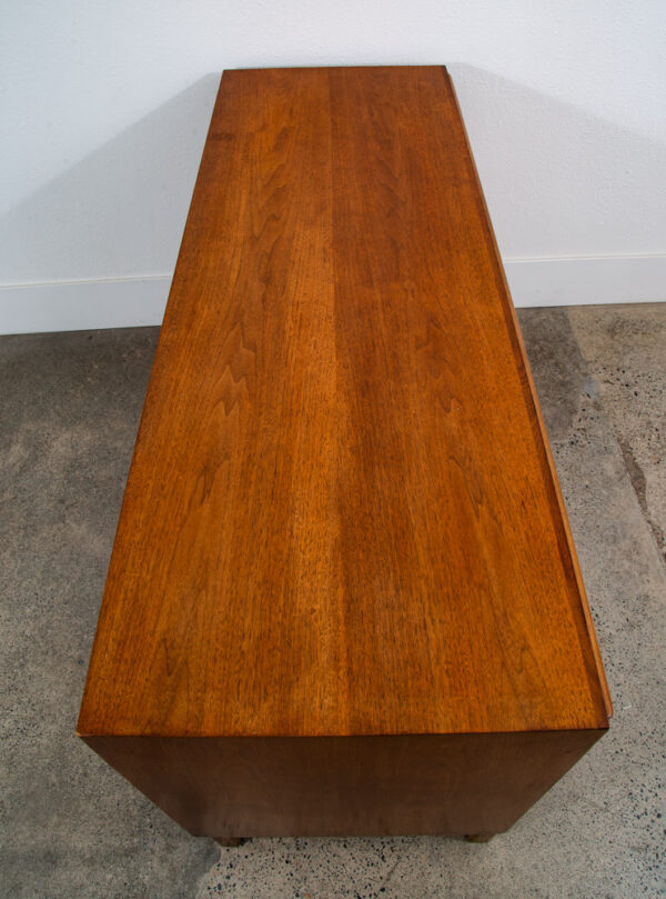Mid Century Modern Dresser Credenza 6 Drawer Drexel Cascade Vintage Walnut Gold - Image 3