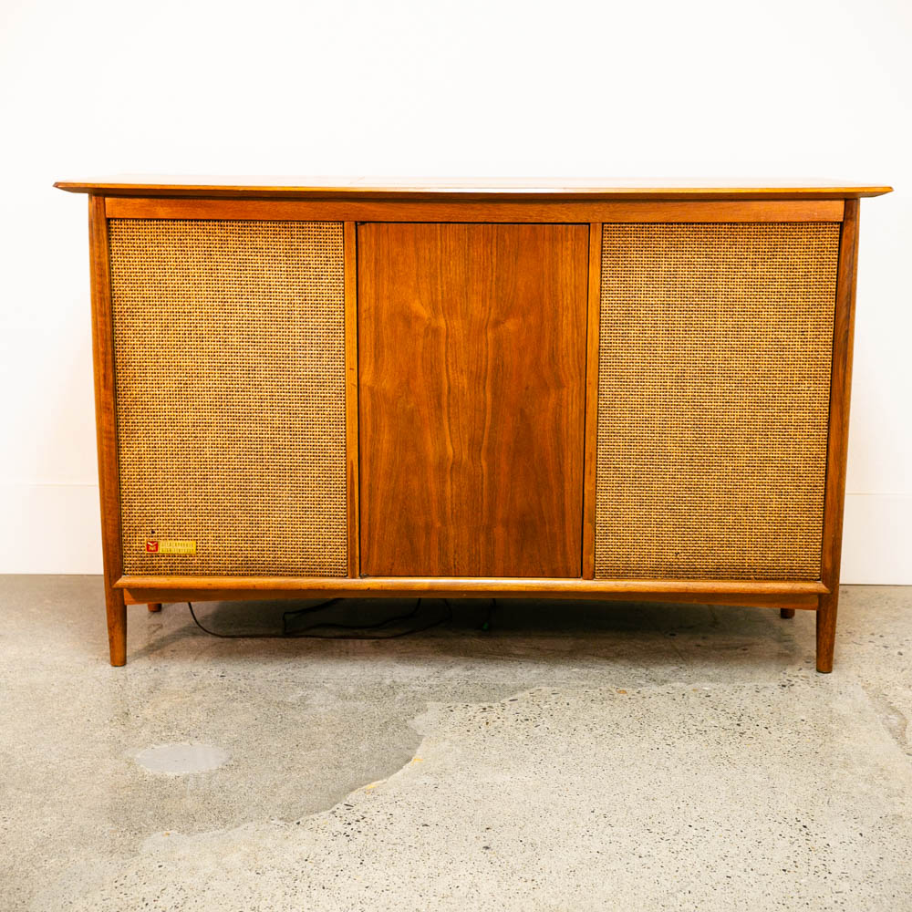 Mid Century Modern Credenza Stereo Console Voice of Music Walnut Record Player - Image 2