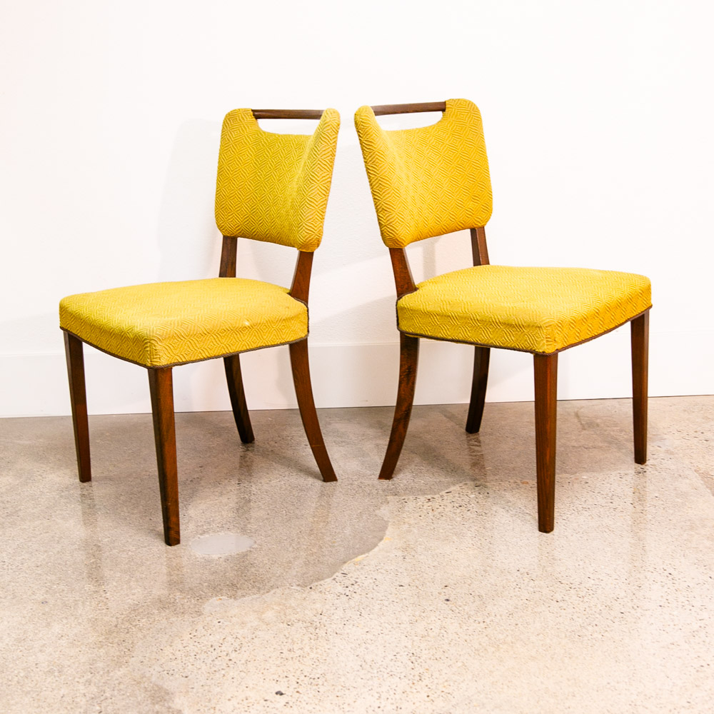 Mid Century Danish Modern Dining Chairs Set 6 Solid Wood Beech Yellow Textured - Image 4