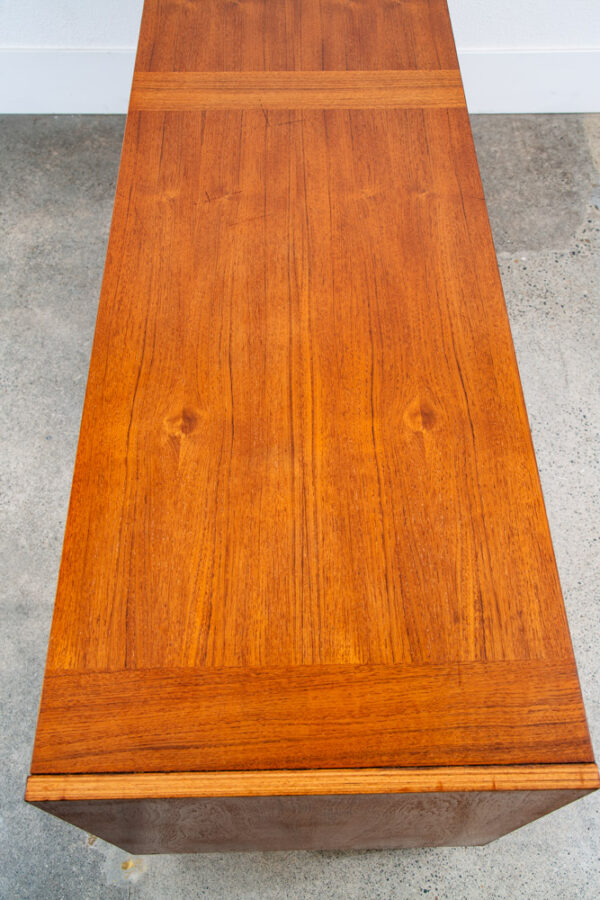 Mid Century Danish Modern Credenza Sideboard Sliding Doors Teak Drawers Denmark - Image 10
