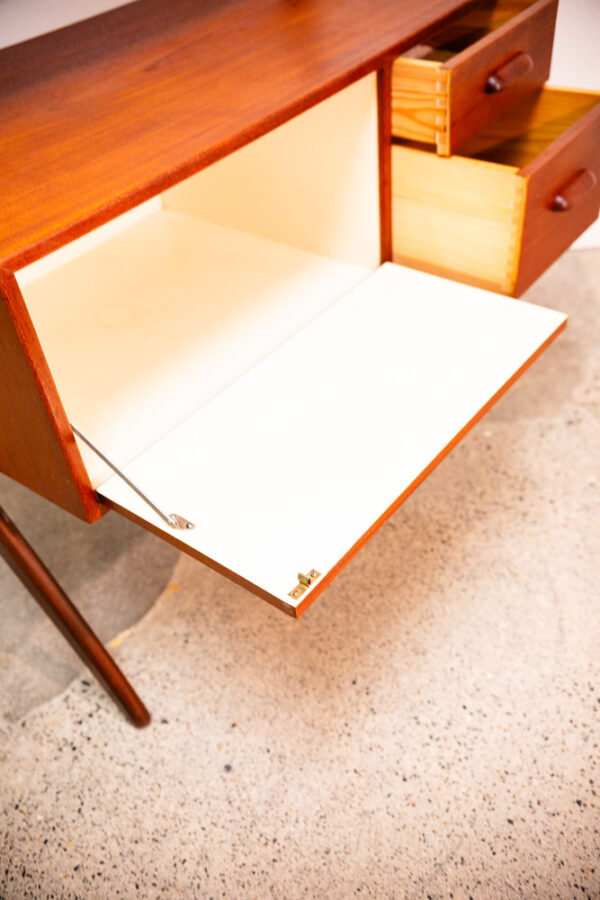 Mid Century Danish Modern Vanity Table Adjustable Mirror Teak Drawers Mcm Wood - Image 7