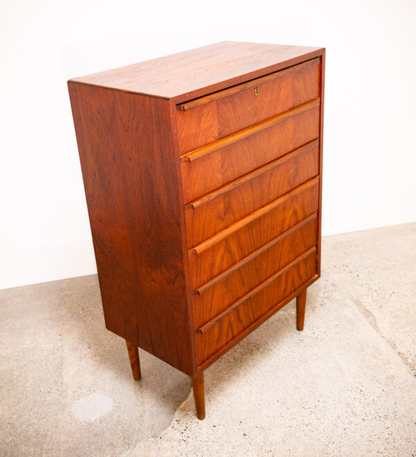 Mid Century Danish Modern Dresser Highboy 6 Drawer Teak Denmark Locking Vintage - Image 2