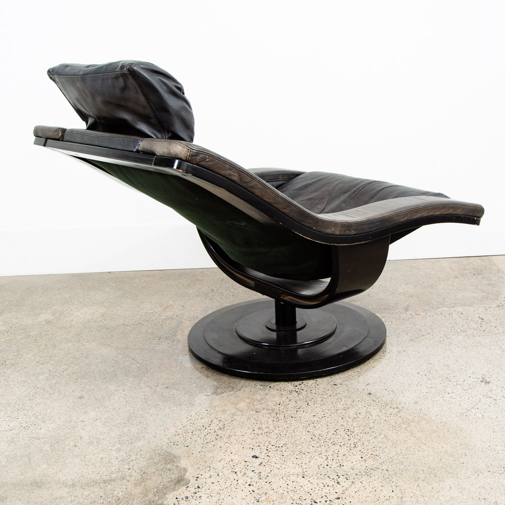 Mid Century Danish Modern Lounge Chair Black Swivel Sweden Nelo Swivel Space Age - Reserved for Erik - Image 5