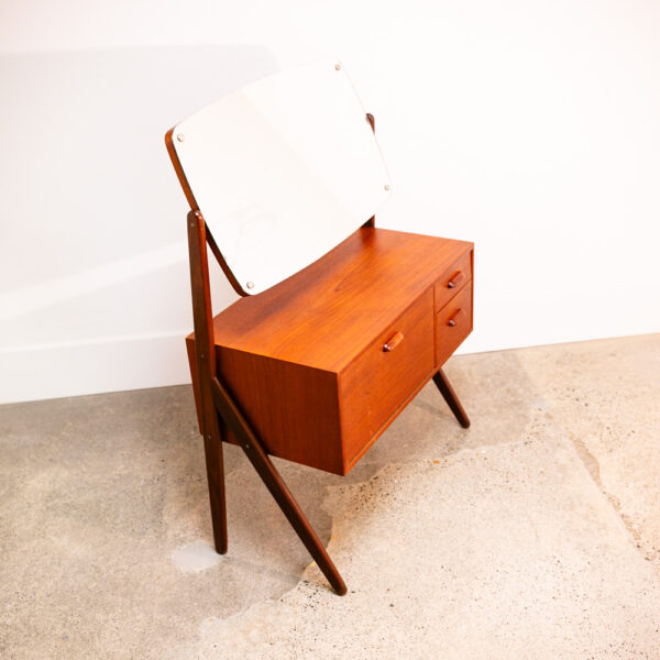 Mid Century Danish Modern Vanity Table Adjustable Mirror Teak Drawers Mcm Wood