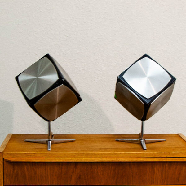 Mid Century Modern Speakers Grundig Hifi Audiorama Space Age Germany Pair Cube - Image 5