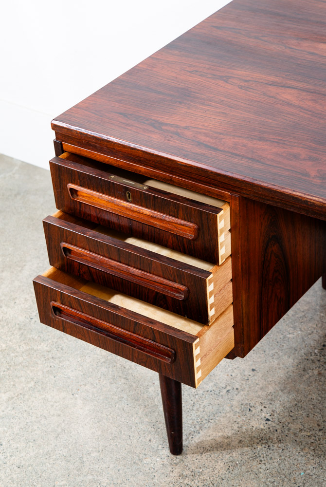 Mid Century Danish Modern Desk Office Executive Rosewood J Svenstrup Bar Denmark - Image 10