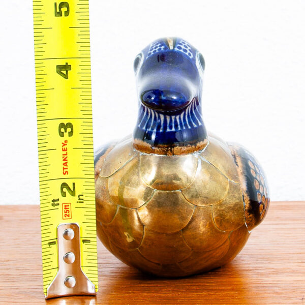 Mid Century Modern Blue and Gold Ceramic Duck Decretive Table Decor Sculpture - Image 11