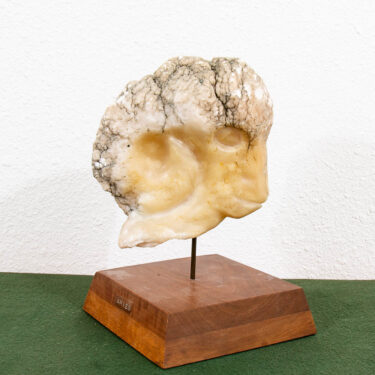 Mid Century Modern Stone Sculpture Ram Martha G Huey Aries Statue Carved Marble