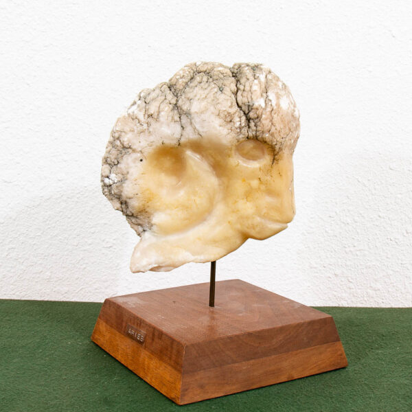 Mid Century Modern Stone Sculpture Ram Martha G Huey Aries Statue Carved Marble