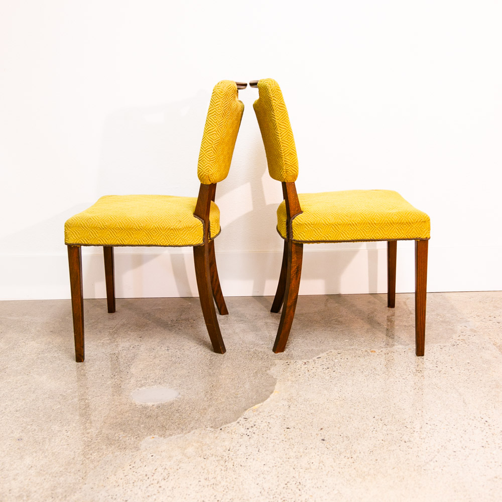 Mid Century Danish Modern Dining Chairs Set 6 Solid Wood Beech Yellow Textured - Image 5