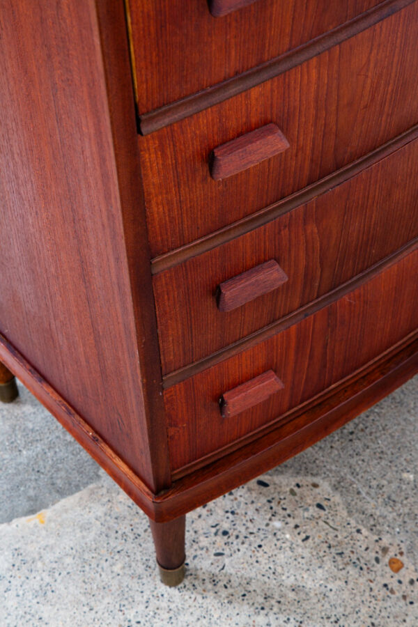 Mid Century Danish Modern Highboy Dresser 6 Drawer Teak Handles Denmark Locking - Image 7