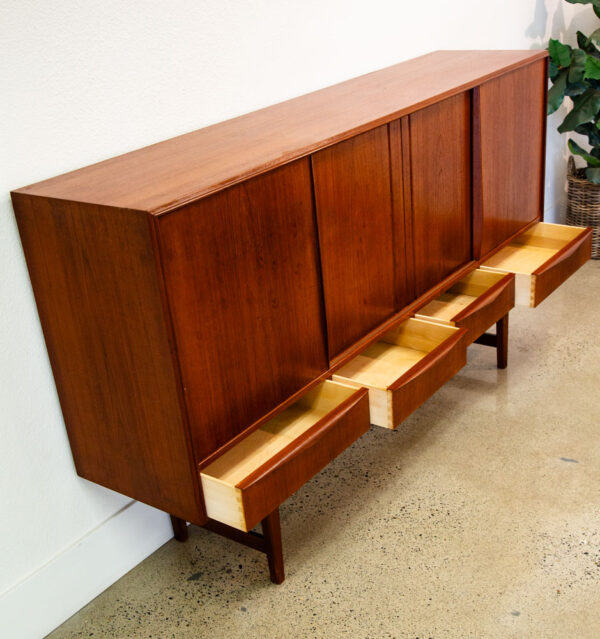 Mid Century Danish Modern Credenza Highboard Teak Wood Drawers E.W Bach Denmark - Image 8