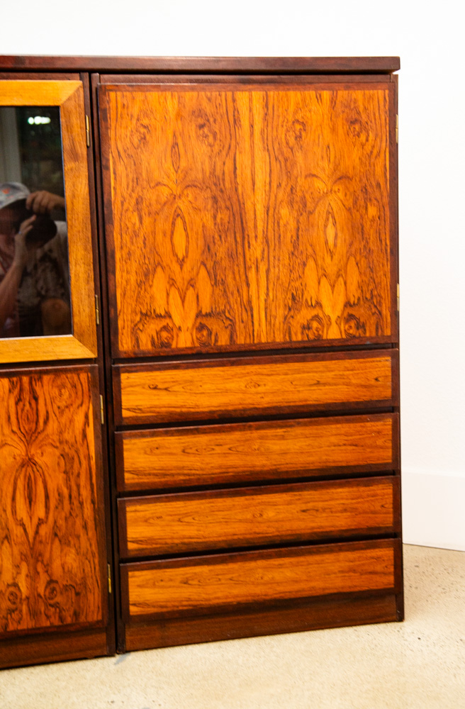 Mid Century Danish Modern Credenza Hutch Cabinet Glass Display Rosewood Modular - Image 12