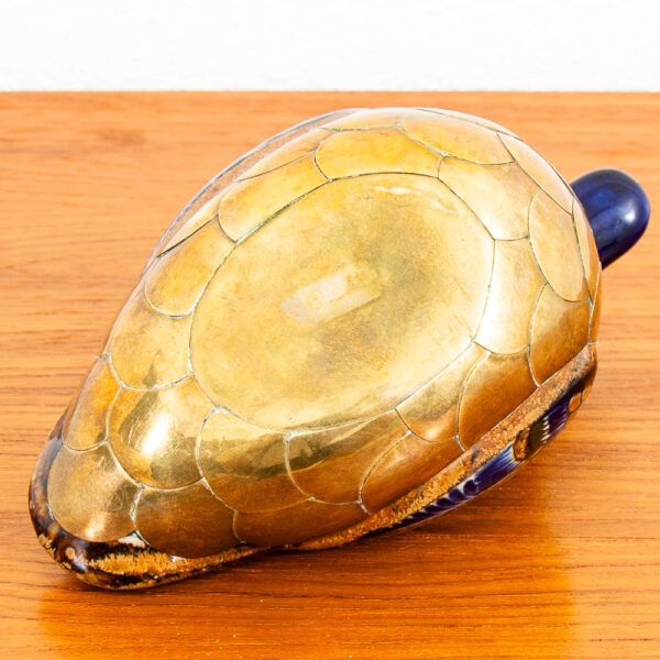 Mid Century Modern Blue and Gold Ceramic Duck Decretive Table Decor Sculpture - Image 12
