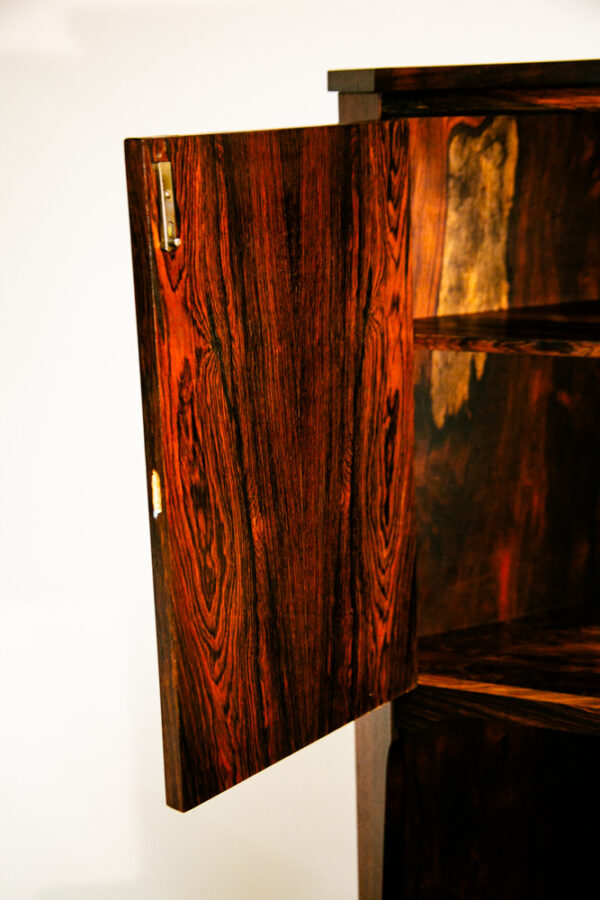 Mid Century Danish Modern Corner Cabinet Rosewood Bar Denmark Drawers Locking VG - Image 7