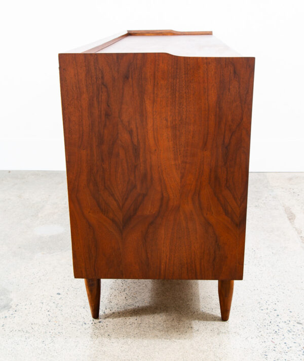 Mid Century Modern Credenza Dresser 10 Drawer Stanley Walnut Mcm Brass Handles - Image 3