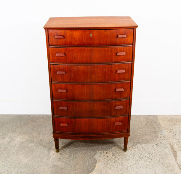 Mid Century Danish Modern Highboy Dresser 6 Drawer Teak Handles Denmark Locking - Image 11