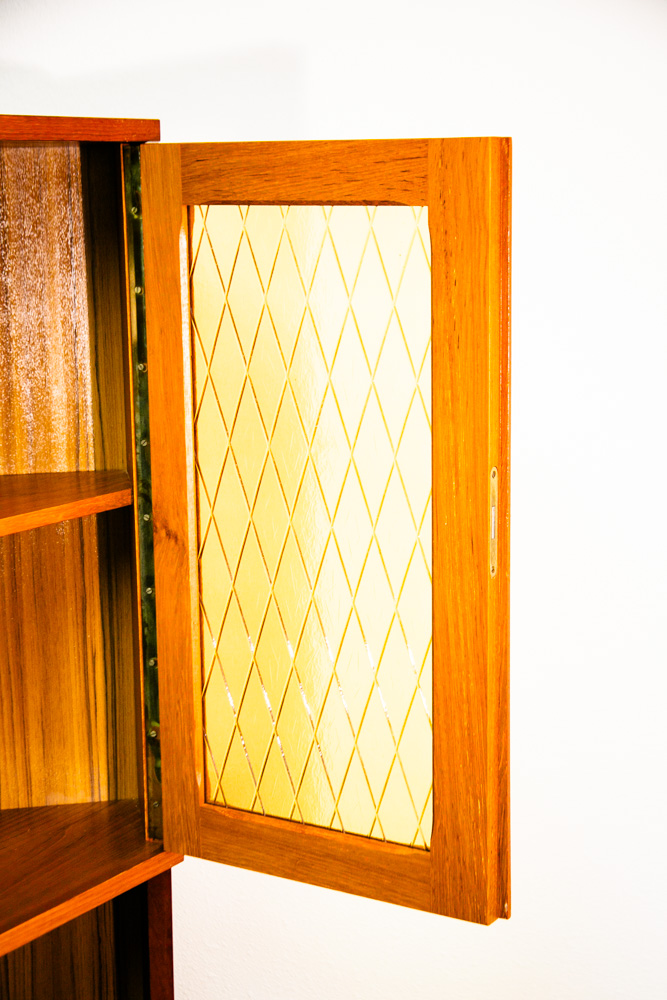 Mid Century Danish Modern Corner Cabinet Teak Wood Bar Denmark Locking Glass Mcm - Image 5