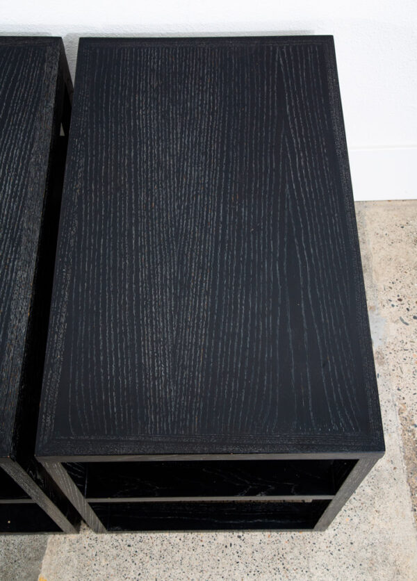 Mid Century Modern Side Tables Ebonized Oak Black Set 2 End Vintage Rectangular - Image 6